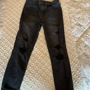 Distressed black Abercrombie skinny jeans